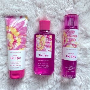 BBW Pink Tie Dye Body Scent Shower Gel Lotion Set